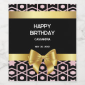 バラ金ゴールドエジプトジオメトリック金ゴールドボウハッピーバースデー ワインラベル (シングルラベル)