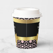 バラ金ゴールドエジプトジオメトリック金ゴールドボウハッピーバースデー 紙コップ (右)