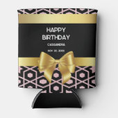 バラ金ゴールドエジプトジオメトリック金ゴールドボウハッピーバースデー 缶クーラー (正面)
