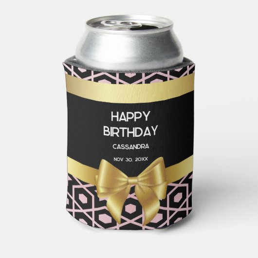 バラ金ゴールドエジプトジオメトリック金ゴールドボウハッピーバースデー 缶クーラー (缶裏面)