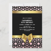 バラ金ゴールドエジプトジオメトリック金ゴールドボウブラック誕生日 招待状 (正面)