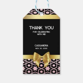 バラ金ゴールドエジプトジオメトリック金ゴールドボウ誕生日 ギフトタグ