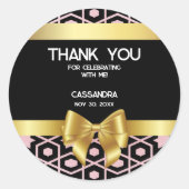 バラ金ゴールドエジプトジオメトリック金ゴールドボウ16誕生日 ラウンドシール (正面)