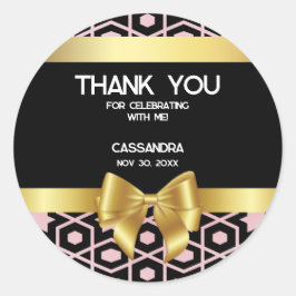 バラ金ゴールドエジプトジオメトリック金ゴールドボウ16誕生日 ラウンドシール