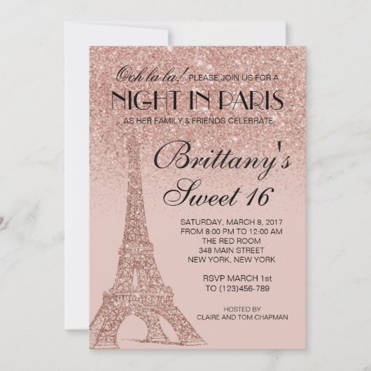 バラ金ゴールドエッフェルタワーパリスイート16招待状 招待状 (正面)
