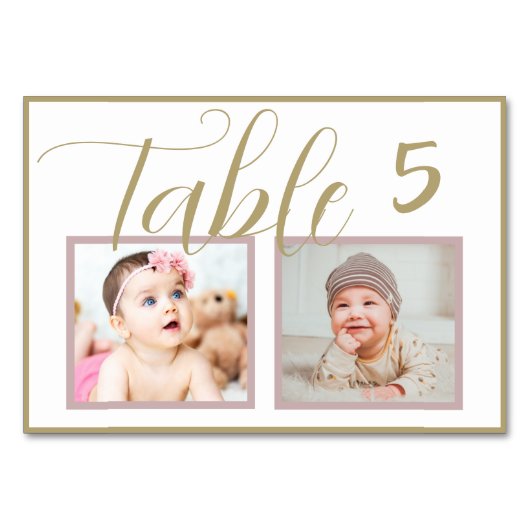 バラ金ゴールドエレガントなウェディングフォトテーブル番号 テーブルナンバー (裏面)