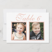 バラ金ゴールドエレガントなウェディングフォトテーブル番号 招待状 (裏面)