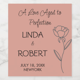 バラ金ゴールドエレガントなウェディングワインラベル ワインラベル