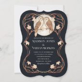 バラ金ゴールドエレガントアールヌーボーフールQRコード結婚ズ 招待状 (正面)