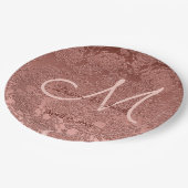 バラ金ゴールドエレガントウェディング披露宴モノグラム ペーパープレート (アングル)