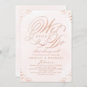 バラ金ゴールドエレガントクラシック書私たちはまだ行う 招待状 (正面/裏面)