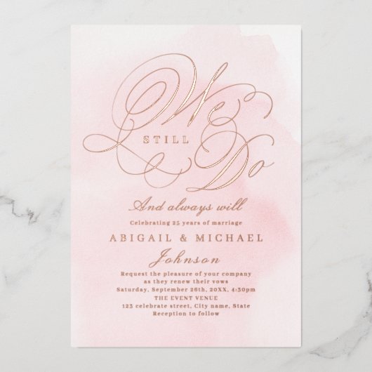 バラ金ゴールドエレガントクラシック書私たちはまだ行う 箔招待状 (正面)