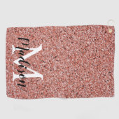 バラ金ゴールドエレガントグリッタースパークルモノグラムウーメン ゴルフタオル (横)