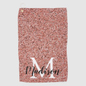 バラ金ゴールドエレガントグリッタースパークルモノグラムウーメン ゴルフタオル (正面)