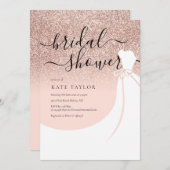 バラ金ゴールドエレガントグリッターブライダルシャワー 招待状 (正面/裏面)