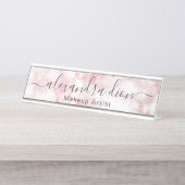 バラ金ゴールドエレガントグリッター大理石化粧家 デスクネームプレート (正面)