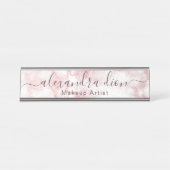 バラ金ゴールドエレガントグリッター大理石化粧家 デスクネームプレート (正面)