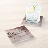 バラ金ゴールドエレガントシックタイポグラフィ卒業 ガラスコースター (アングル)