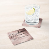 バラ金ゴールドエレガントシックタイポグラフィ卒業 スクエアペーパーコースター (インサイチュ)