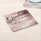 バラ金ゴールドエレガントシックタイポグラフィ卒業 スクエアペーパーコースター (アングル)