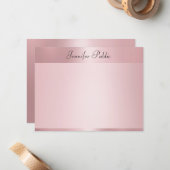 バラ金ゴールドエレガントハンドスクリプト名テンプレート ノートカード (正面/裏面インサイチュ)