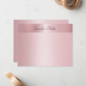 バラ金ゴールドエレガントハンドスクリプト名文字テンプレート ノートカード (正面/裏面インサイチュ)