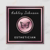 バラ金ゴールドエレガントバタフライエステティシャンクラシック スクエア名刺 (正面)