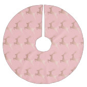 バラ金ゴールドエレガントピンククリスマストナカイの柄 ブラッシュドポリエステルツリースカート (正面)