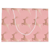 バラ金ゴールドエレガントピンククリスマストナカイの柄 ラージペーパーバッグ (裏面)