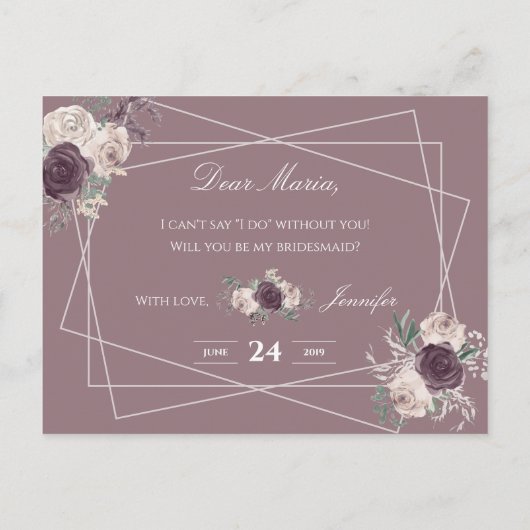 バラ金ゴールドエレガントフローラは私の花嫁 インビテーションポストカード (裏面)