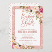バラ金ゴールドエレガントフローラベビーシャワー招待状 招待状 (正面/裏面)