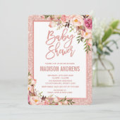 バラ金ゴールドエレガントフローラベビーシャワー招待状 招待状 (スタンド正面)
