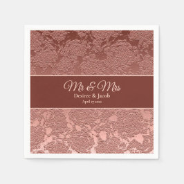 バラ金ゴールドエレガントフローラモダンウェディング受付 スタンダードカクテルナプキン