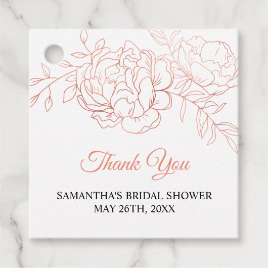 バラ金ゴールドエレガントブライダルシャワーありがとう フェイバータグ (正面)