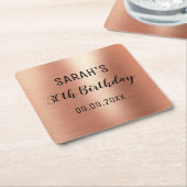 バラ金ゴールドエレガントブラックAny Age 30th Birthday スクエアペーパーコースター (アングル)