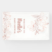 バラ金ゴールドエレガントマグノリア花、ベビーシャワー 横断幕 (横)