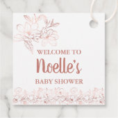 バラ金ゴールドエレガントマグノリア花、ベビーシャワーFa フェイバータグ (裏面)