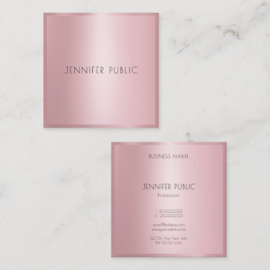 バラ金ゴールドエレガントミニマモダンリストプロフェッショナル スクエア名刺 (正面/裏面)