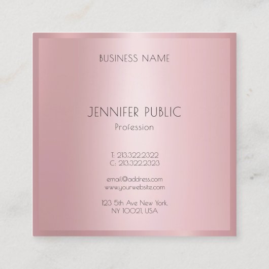 バラ金ゴールドエレガントミニマモダンリストプロフェッショナル スクエア名刺 (裏面)