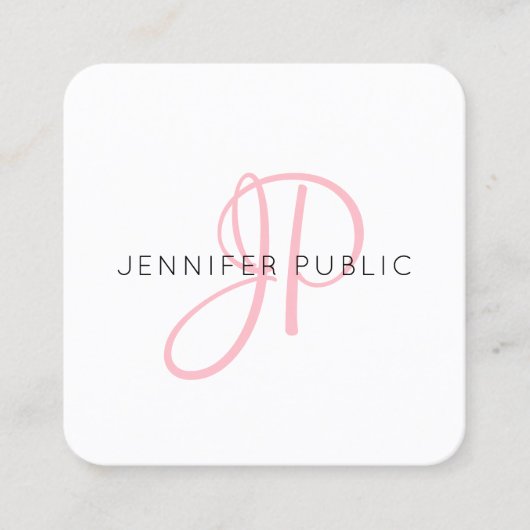 バラ金ゴールドエレガントモノグラムモダンデザインテンプレート スクエア名刺 (正面)