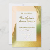 バラ金ゴールドエレガントモノグラム結婚式招待状 招待状 (正面)
