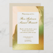 バラ金ゴールドエレガントモノグラム結婚式招待状 招待状 (正面/裏面)