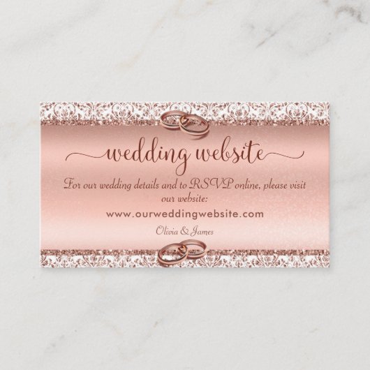 バラ金ゴールドエレガントモノグラ結婚ムのウェブサイト エンクロージャーカード (正面)