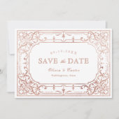 バラ金ゴールドエレガントロマン華美ティック結婚式 セーブザデート (正面)