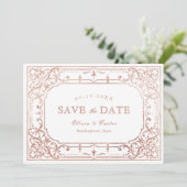 バラ金ゴールドエレガントロマン華美ティック結婚式 セーブザデート (スタンド正面)