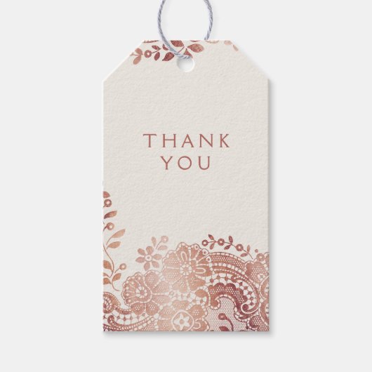 バラ金ゴールドエレガントヴィンテージレース結婚のユ感謝していーザ ギフトタグ (正面)