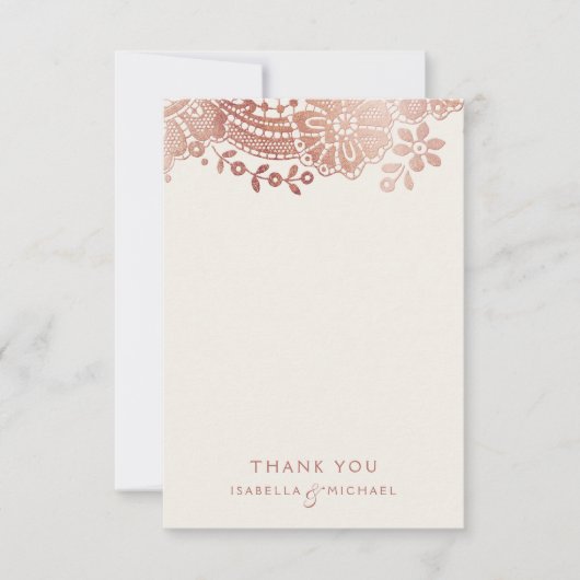 バラ金ゴールドエレガントヴィンテージレース結婚のユ感謝していーザ サンキューカード (正面)