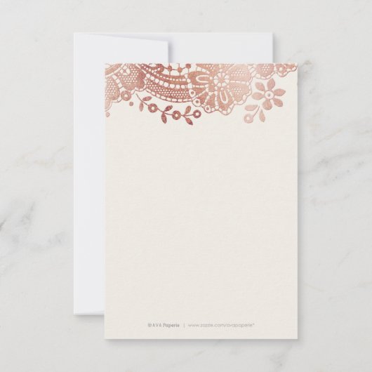 バラ金ゴールドエレガントヴィンテージレース結婚のユ感謝していーザ サンキューカード (裏面)