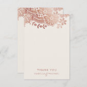 バラ金ゴールドエレガントヴィンテージレース結婚のユ感謝していーザ サンキューカード (正面/裏面)