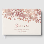 バラ金ゴールドエレガントヴィンテージレ結婚ースのゲストブック ゲストブック (正面)